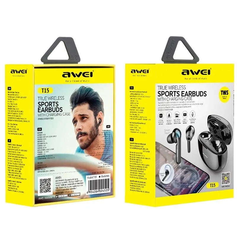 NNEIDS Wireless Sports Headset With Charging Case - T15 Tws Bluetooth V5.0 Black-2
