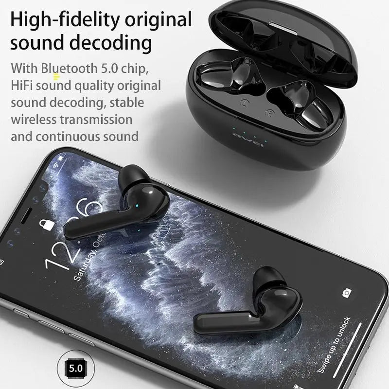NNEIDS Wireless Sports Headset With Charging Case - T15 Tws Bluetooth V5.0 Black-3