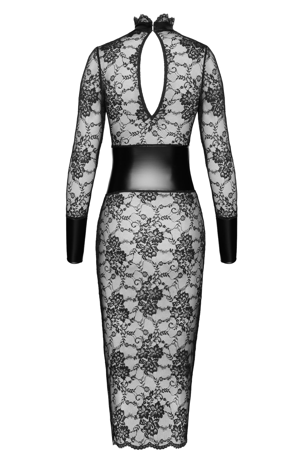 F375 halblanges Kleid Noirelle aus Spitze - 3XL-1