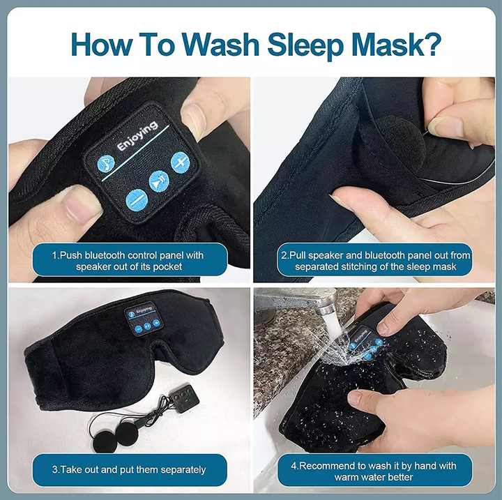 NNEDSZ Grey Bluetooth 5.0 Wireless Sleep Eye Mask - Soft Plush Eye Cover with Built-in Speakers (13 x 16.5 x 6 cm)-1
