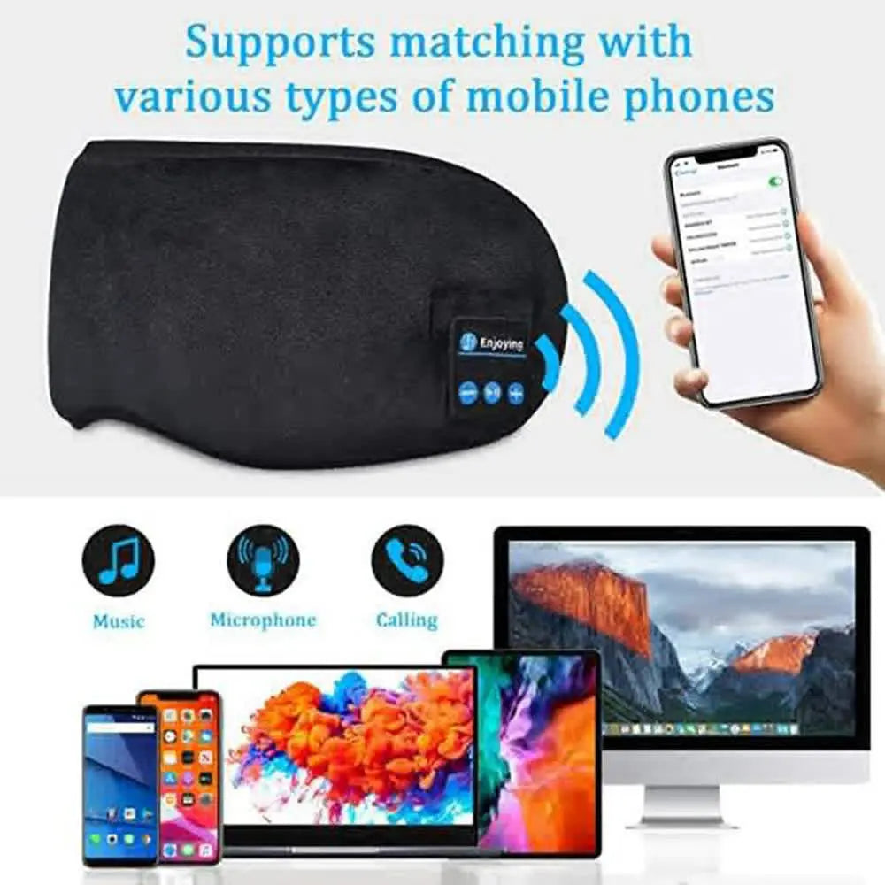 NNEDSZ Grey Bluetooth 5.0 Wireless Sleep Eye Mask - Soft Plush Eye Cover with Built-in Speakers (13 x 16.5 x 6 cm)-3
