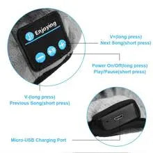 NNEDSZ Grey Bluetooth 5.0 Wireless Sleep Eye Mask - Soft Plush Eye Cover with Built-in Speakers (13 x 16.5 x 6 cm)-4