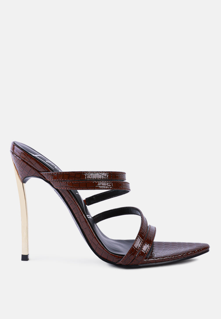 New Affair Croc Strappy High Heel Sandals-5