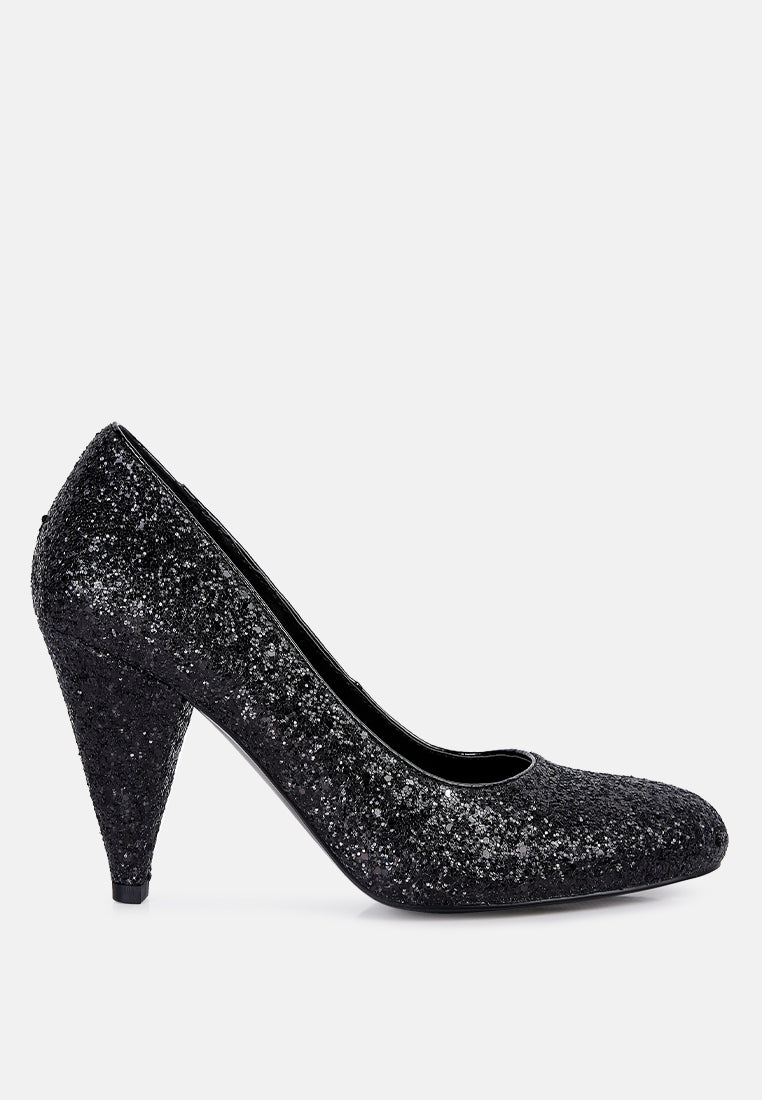 Sugar Plum Glitter Conical Heel Pumps-6