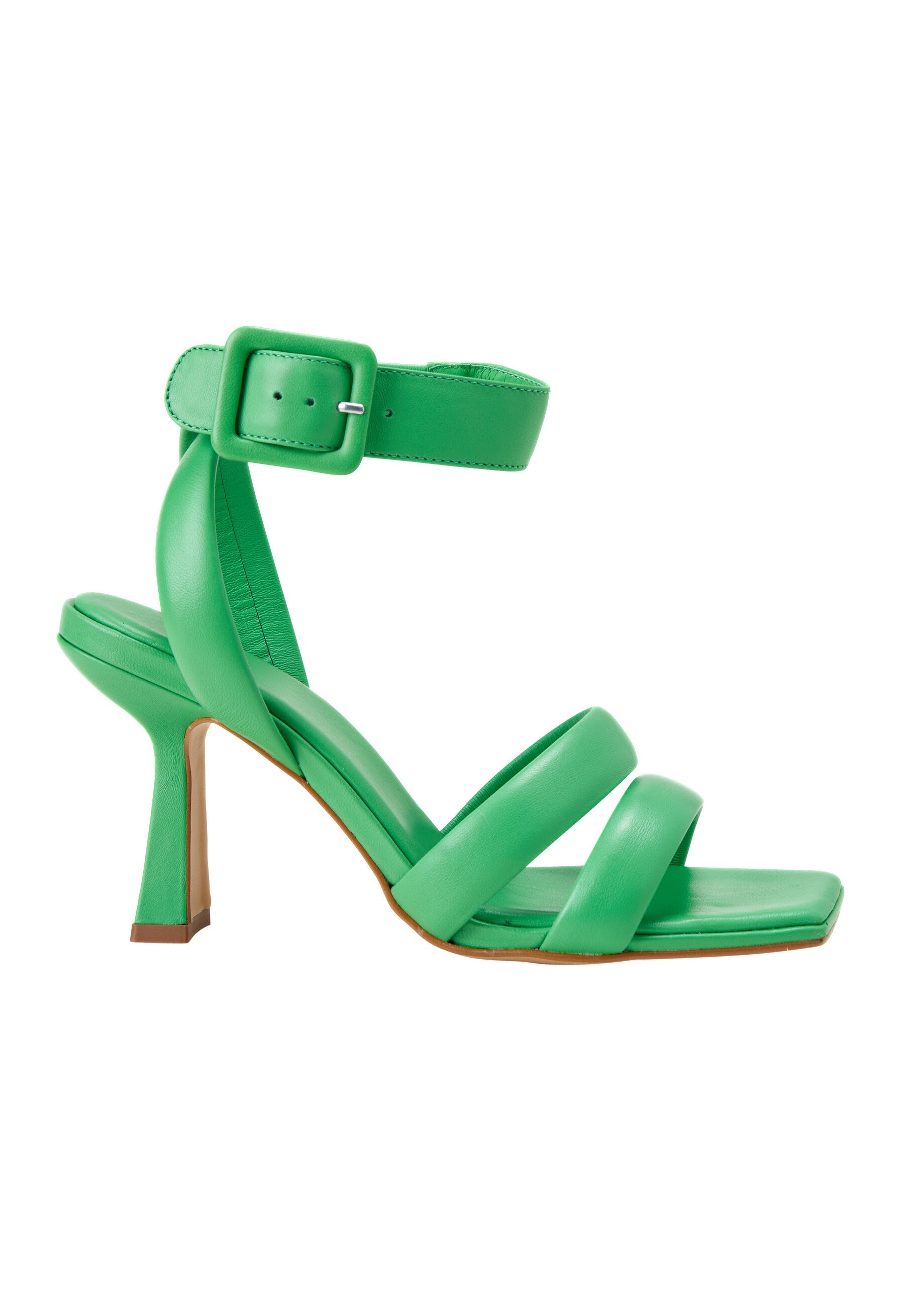 Green Calf Leather Sandals Uvaia – Women’s 8 cm Sculpted Heel with Ankle Strap-0