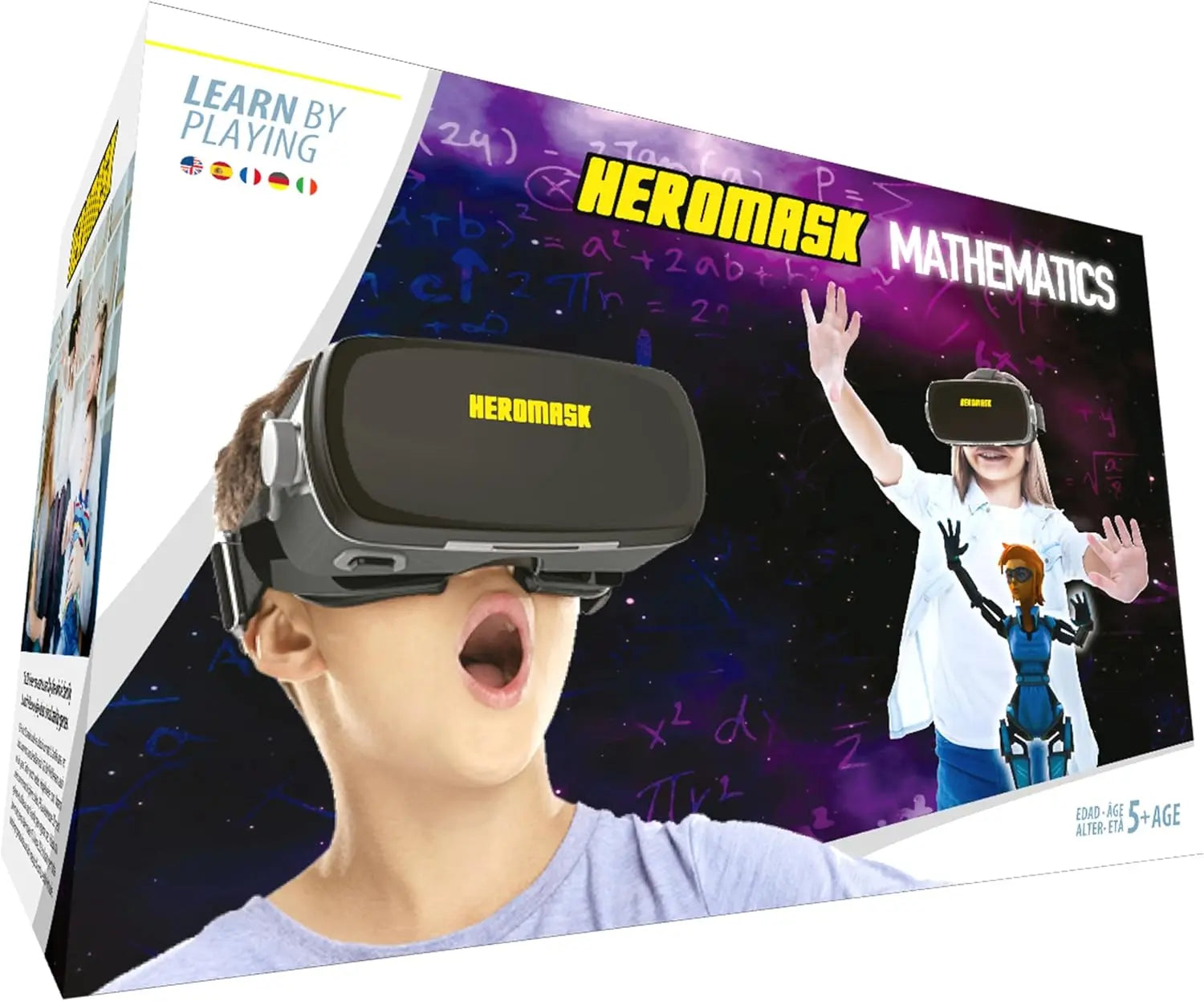 Heromask: VR Headset for Kids + Maths educational games [times tables subtraction…] for kids 5 6 7 8…12 years old [Fun games] VR Maths set [3D glasses] Cool for girls and boys Learning toys Vanlei Collections