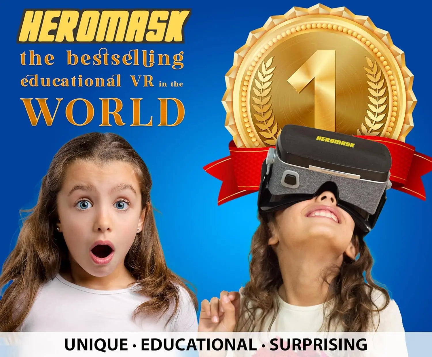 Heromask: VR Headset for Kids + Maths educational games [times tables subtraction…] for kids 5 6 7 8…12 years old [Fun games] VR Maths set [3D glasses] Cool for girls and boys Learning toys Vanlei Collections