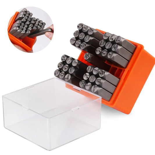 NNEDSZ 37Pcs 6mm Number & Capital Letter Stamp Set Punches Metal Plastic Wood Leather-0