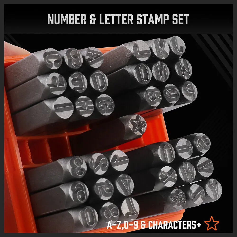 NNEDSZ 37Pcs 6mm Number & Capital Letter Stamp Set Punches Metal Plastic Wood Leather-2