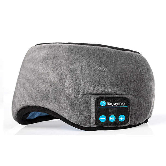 NNEDSZ Grey Bluetooth 5.0 Wireless Sleep Eye Mask - Soft Plush Eye Cover with Built-in Speakers (13 x 16.5 x 6 cm)-0