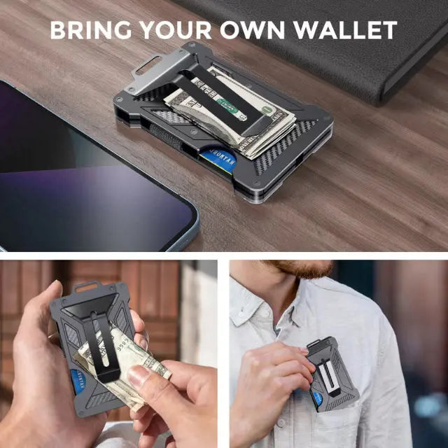 NNEDSZ 1 Pcs Gold Premium RFID Blocking Aluminum Alloy ID Badge Holder with Transparent Card Slot & Money Clip-3