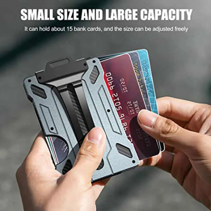 NNEDSZ 1 Pcs Gold Premium RFID Blocking Aluminum Alloy ID Badge Holder with Transparent Card Slot & Money Clip-4