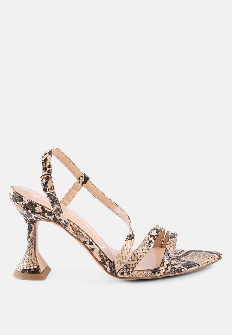 Cherry Tart Snake Print Spool Heel Sandals-6