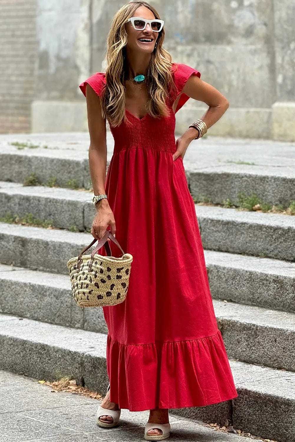 Scarlet Elegance Maxi Dress-3