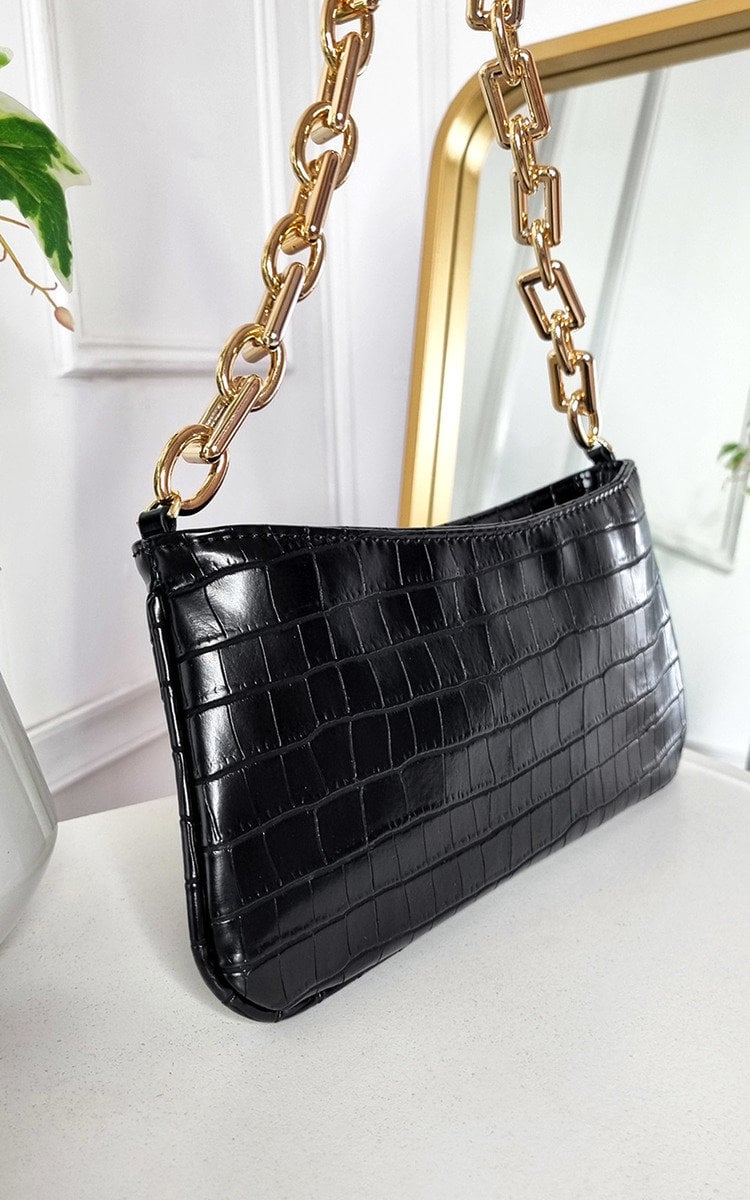 Faux Leather Chain Detail Handbag-6
