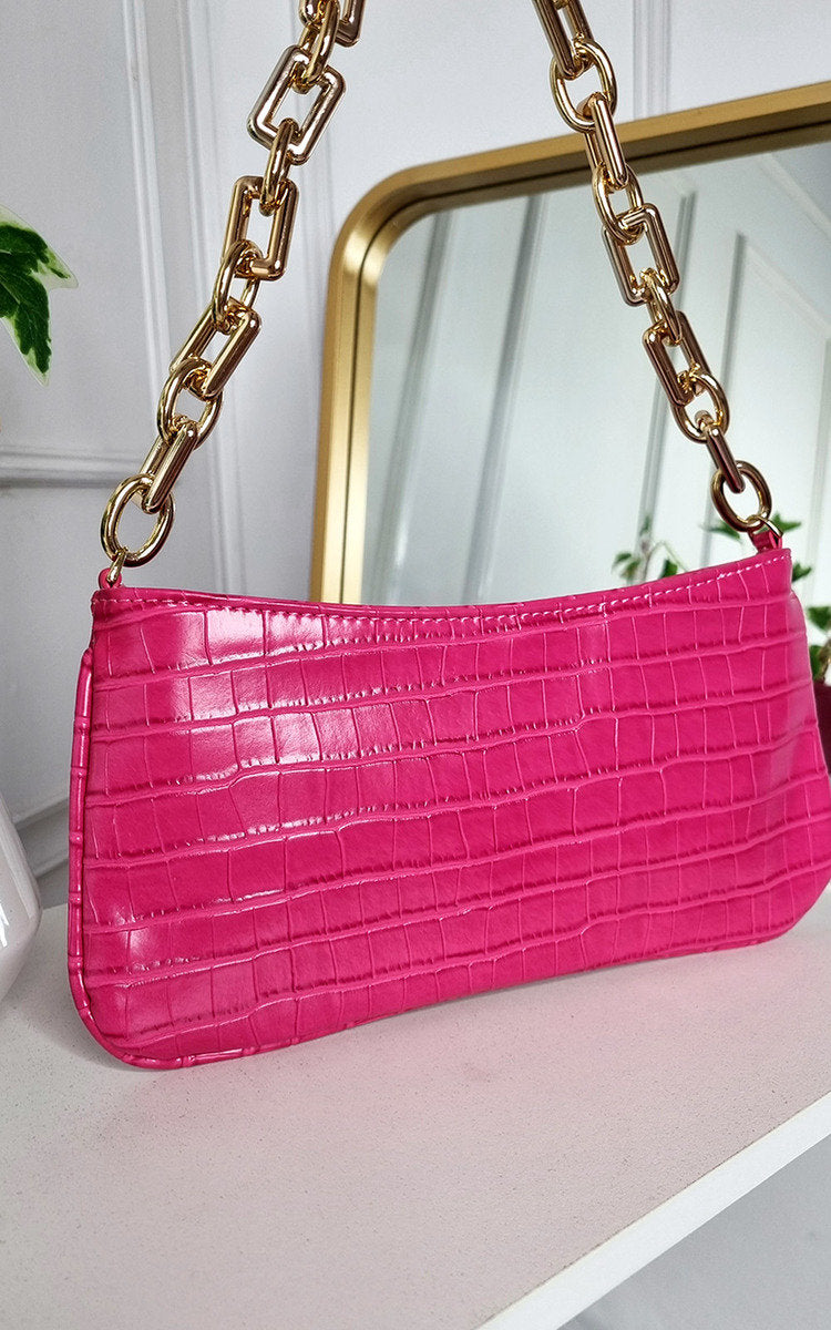 Faux Leather Chain Detail Handbag-1