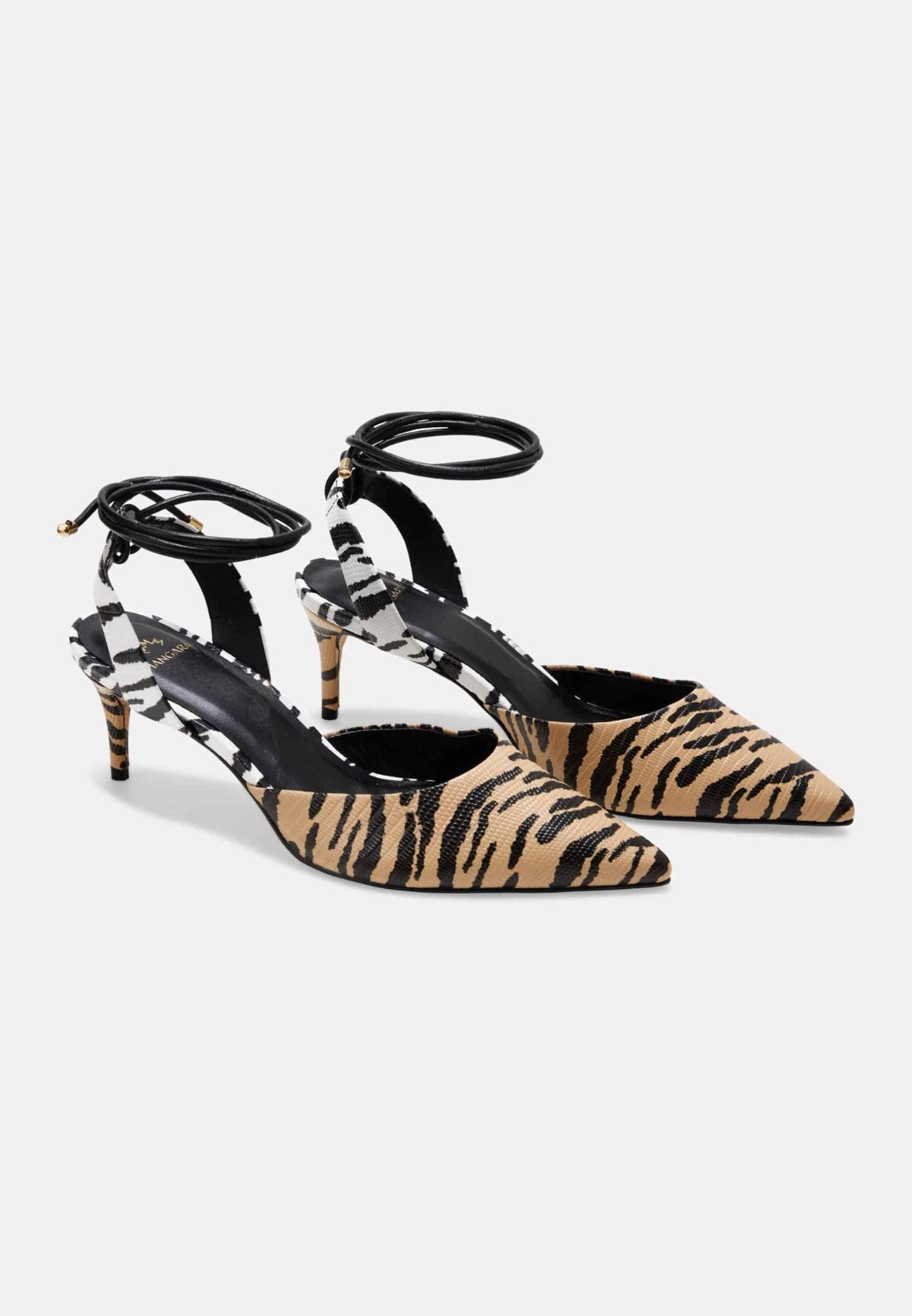 Animal Print Calf Leather Pumps Jaborandi – Women’s Strappy Pointed-Toe Heels-1