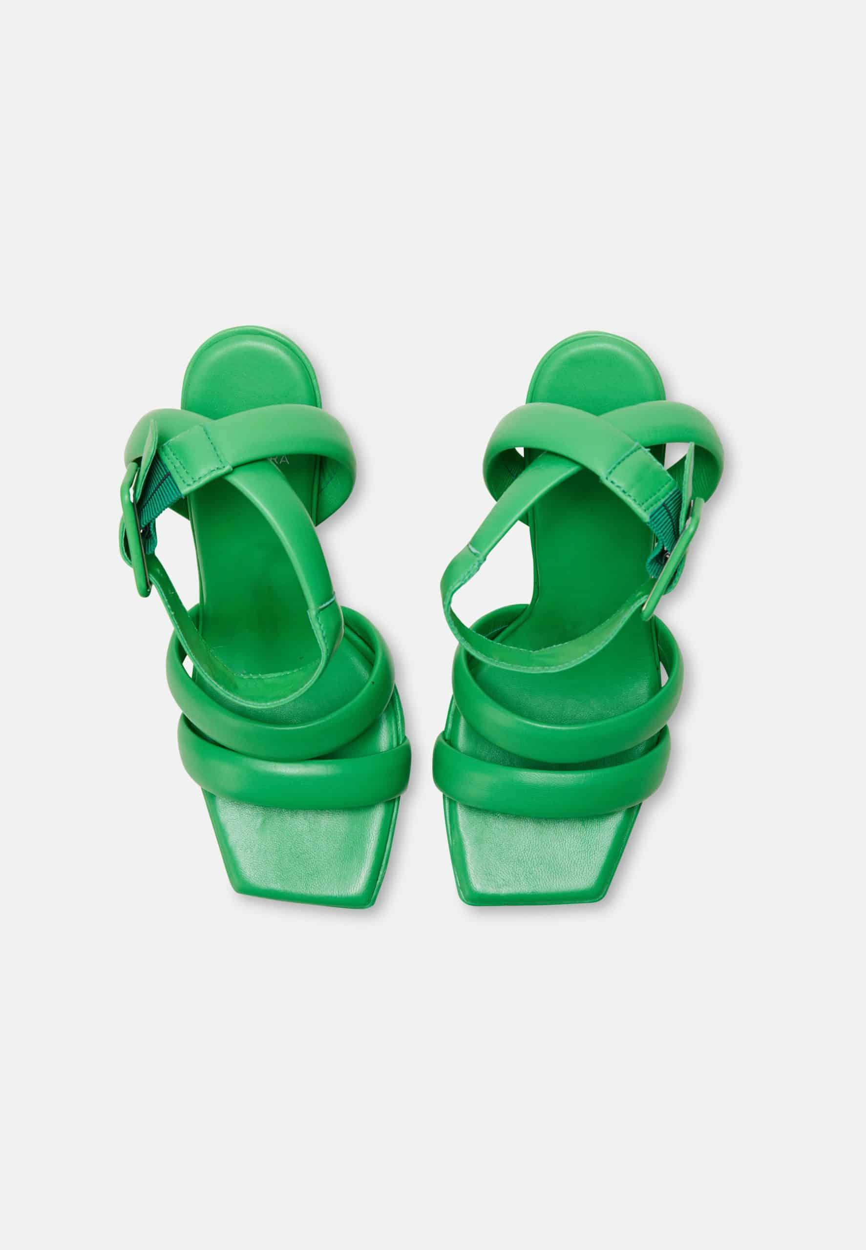 Green Calf Leather Sandals Uvaia – Women’s 8 cm Sculpted Heel with Ankle Strap-2