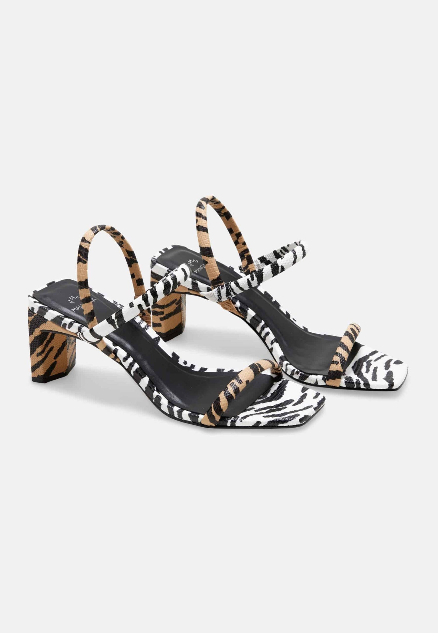 Animal Print Calf Leather Sandals – Women’s 6.5 cm Block Heel Open Toe-2