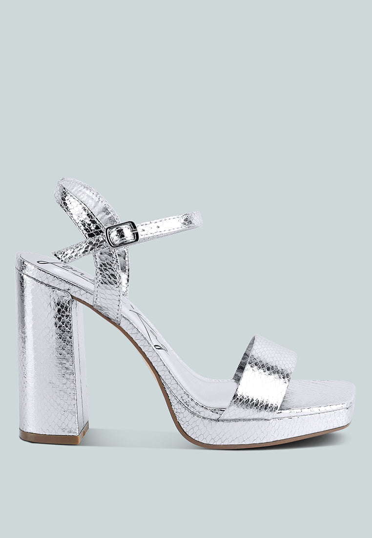 Merengue Textured High Block Heel Sandals-0