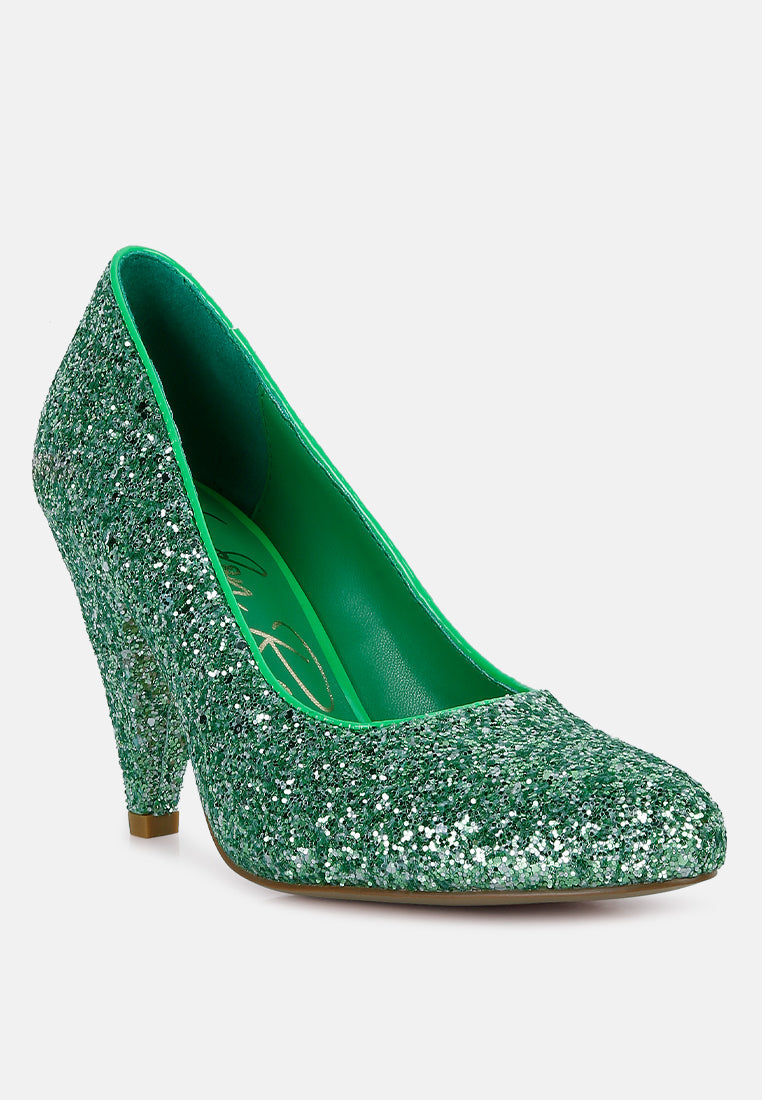 Sugar Plum Glitter Conical Heel Pumps-1