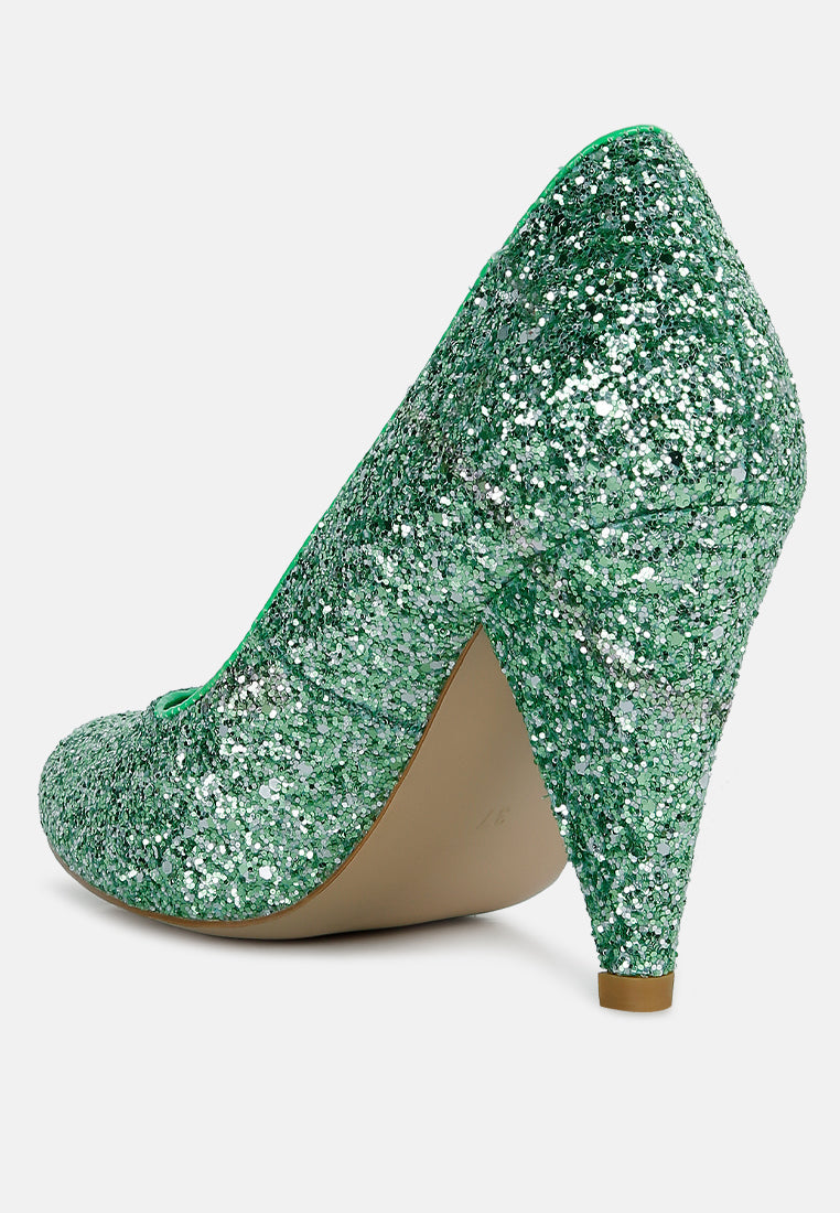 Sugar Plum Glitter Conical Heel Pumps-2