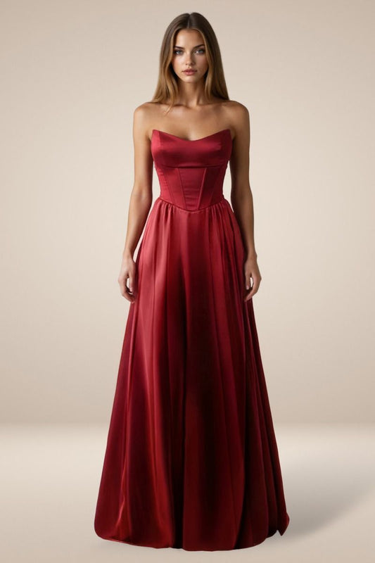 Sweetheart neckline Satin A-line dress-0