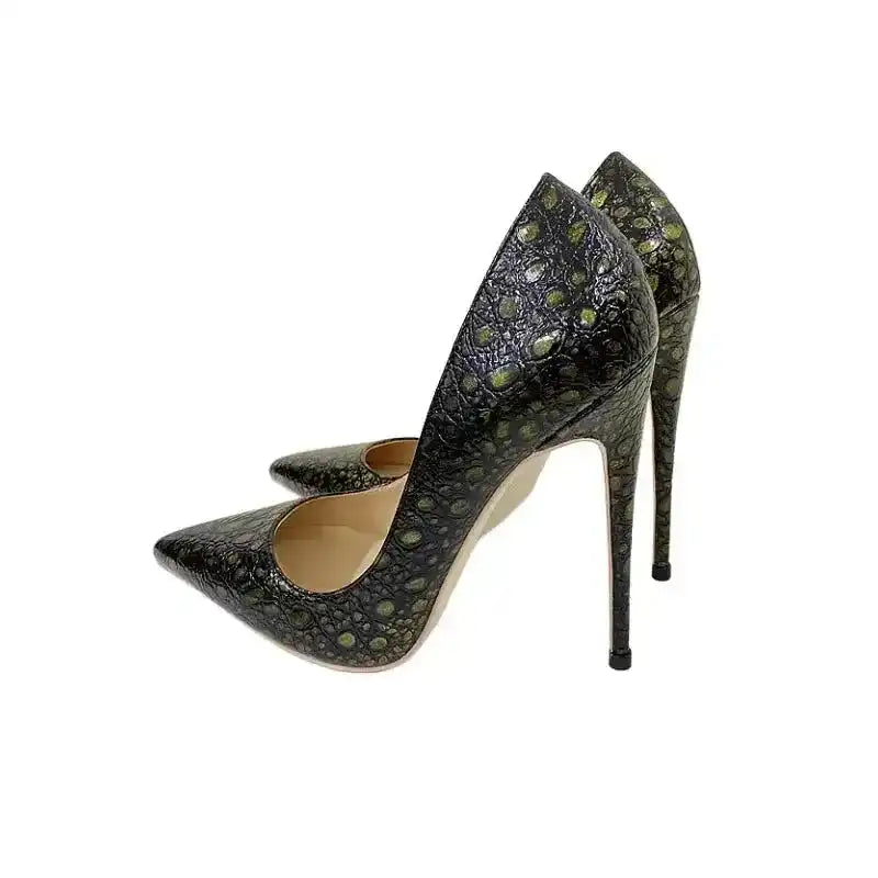 Snake-Effect Stiletto Heels – Statement Retro Pumps-4
