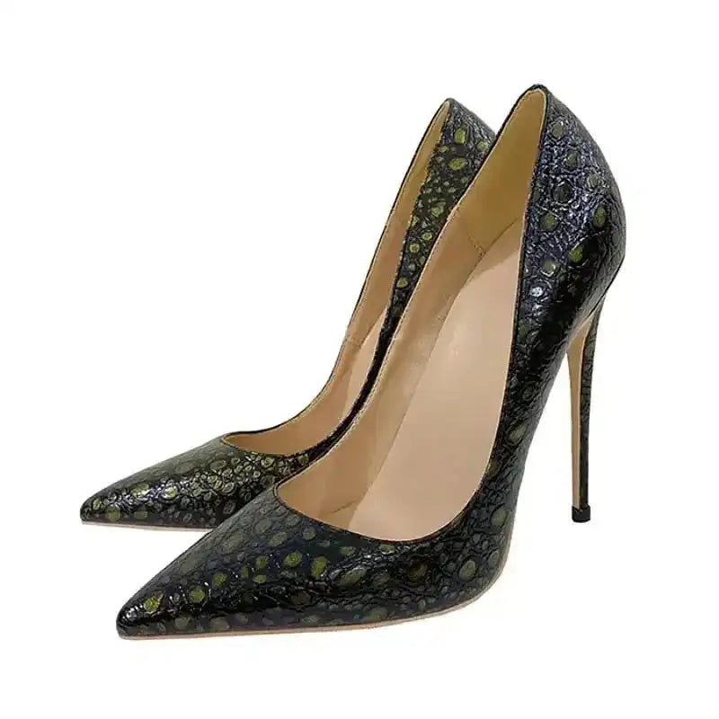Snake-Effect Stiletto Heels – Statement Retro Pumps-2