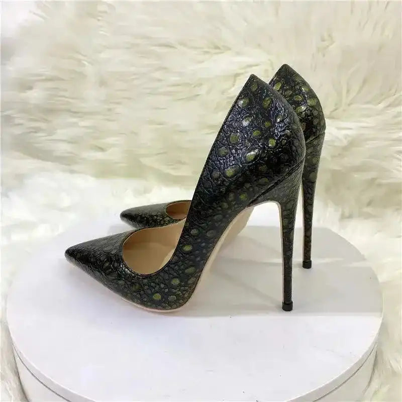 Snake-Effect Stiletto Heels – Statement Retro Pumps-3