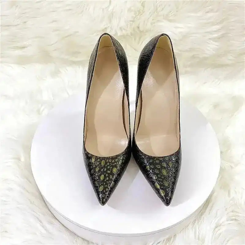Snake-Effect Stiletto Heels – Statement Retro Pumps-1
